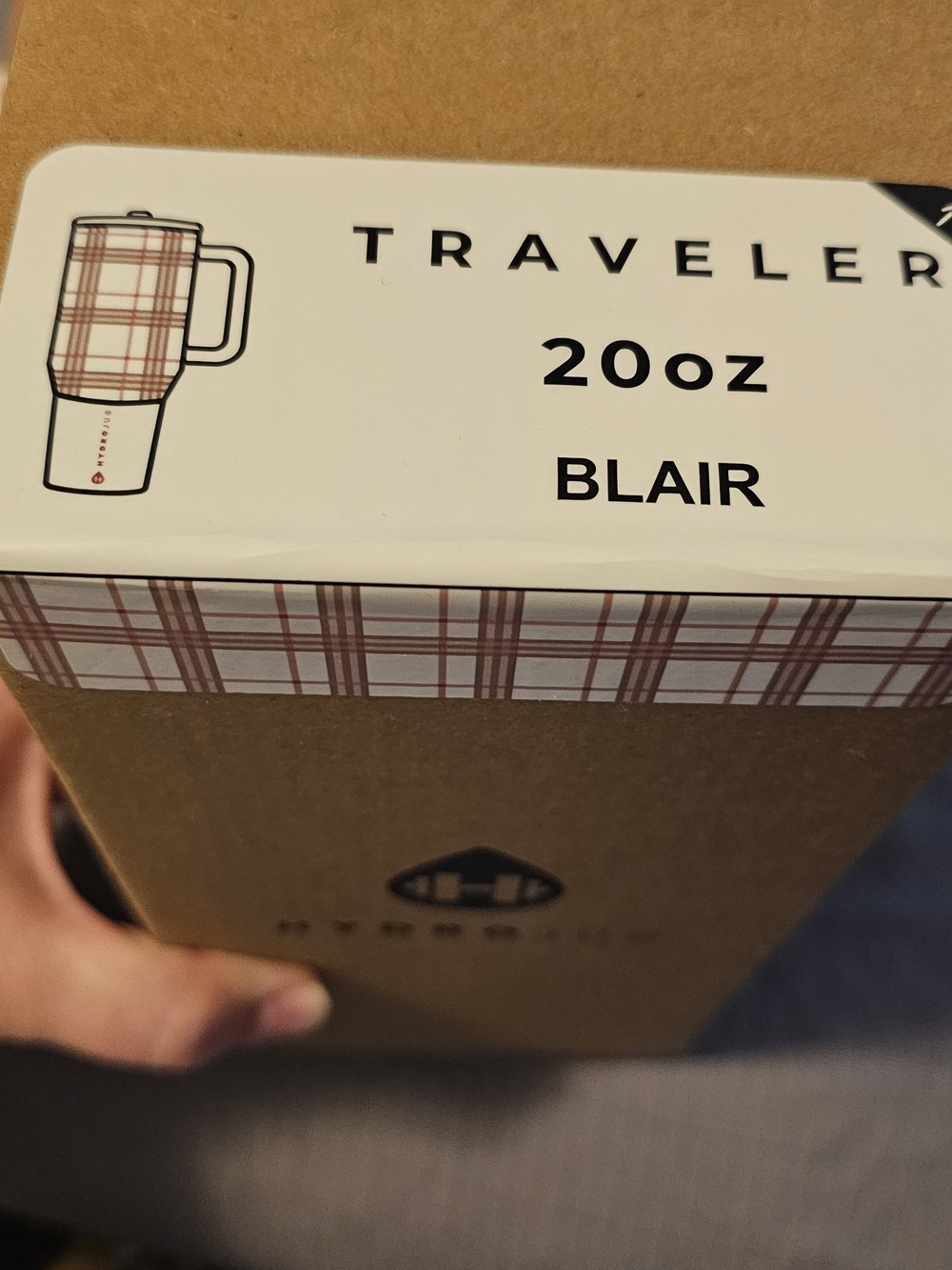 HydroJug Blair 20oz Travel Mug Plaid Brown White
